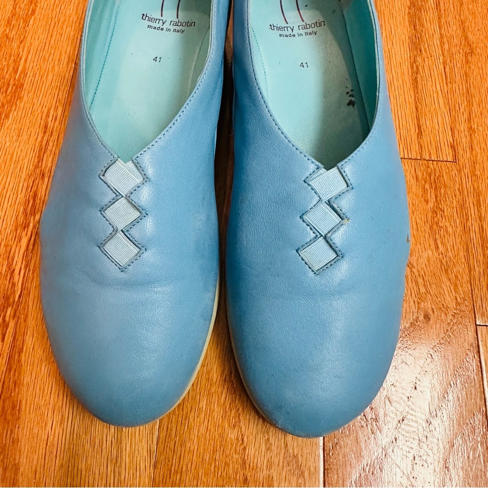 Thierry Rabotin Women's Sky Blue Leather Loafers Size 41 (US 10)